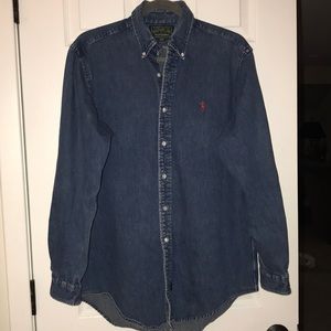 Dark denim polo button down